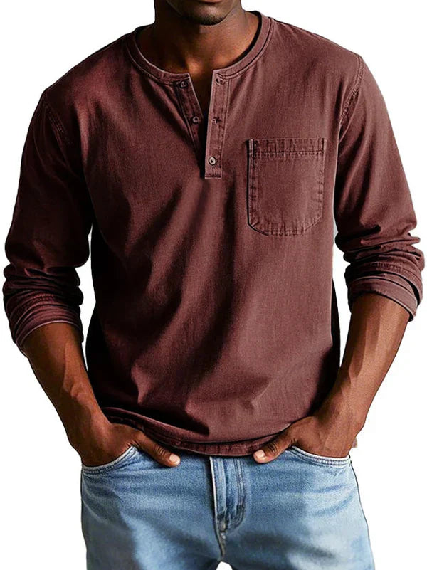 Weston | Men’s Casual Long Sleeve Button Neck Shirt