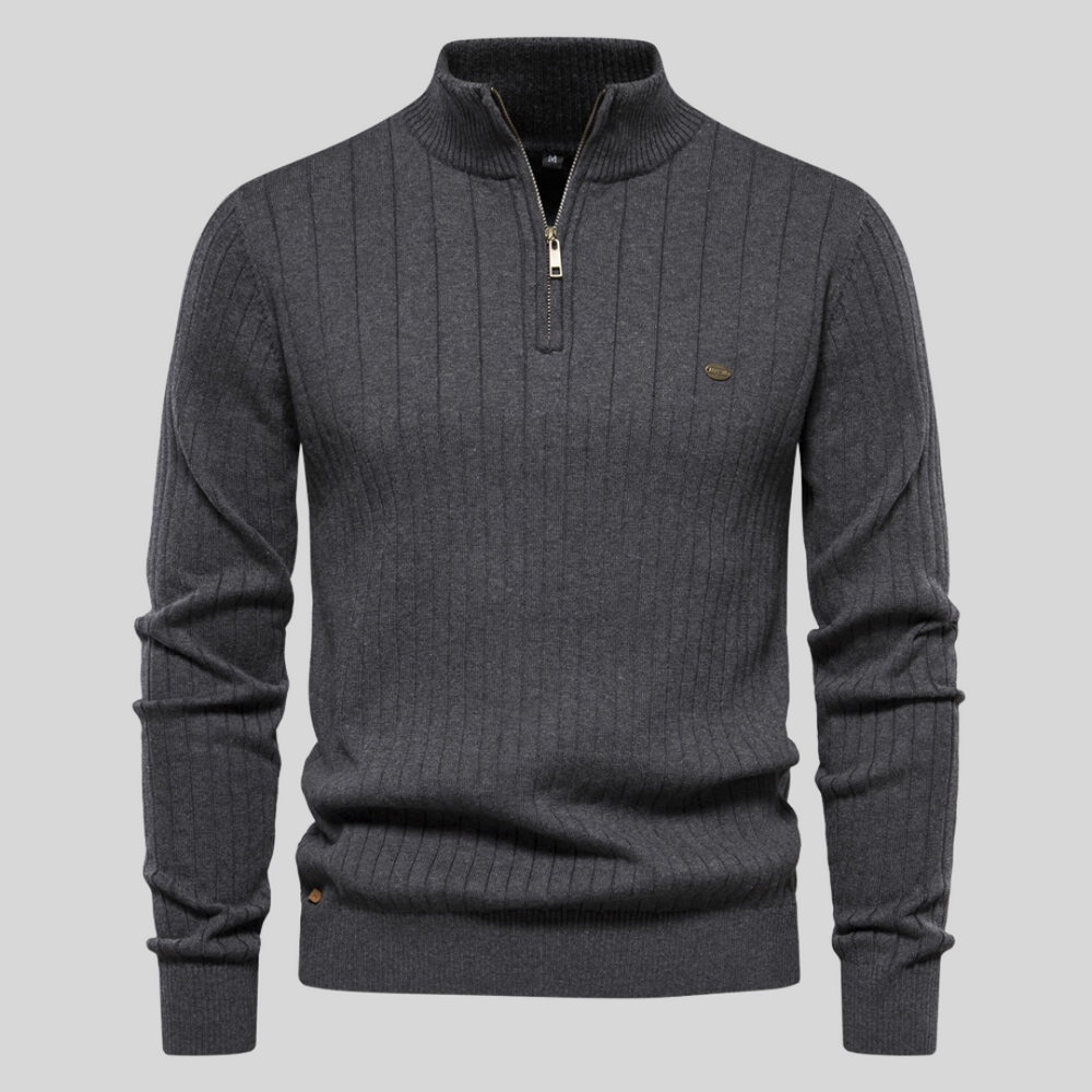 Logan | Men’s Winter Structured Ribbed Half-Zip Sweater
