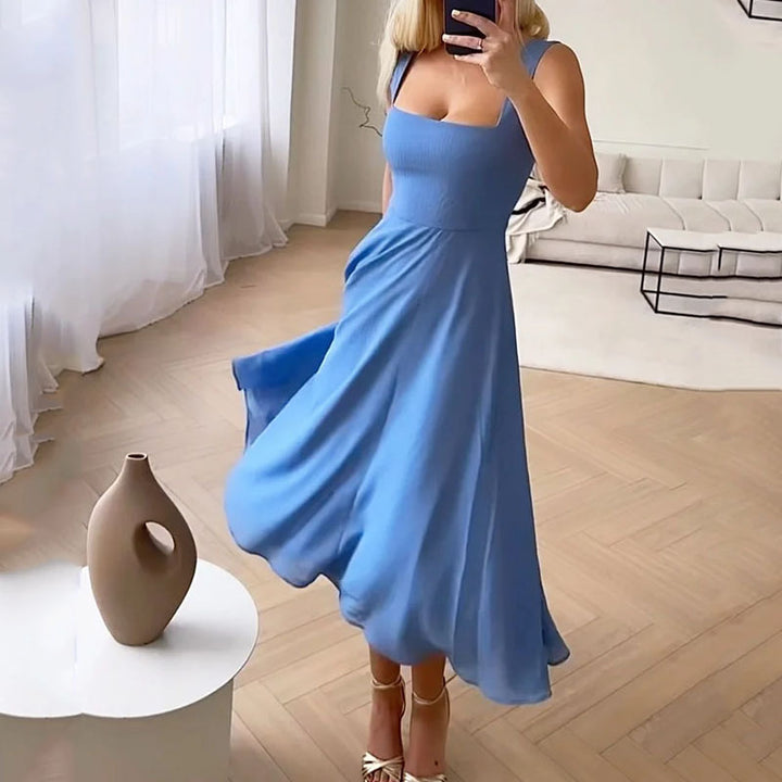 Camille | Women’s Wedding Guest Square Neck Flowy Midi Dress