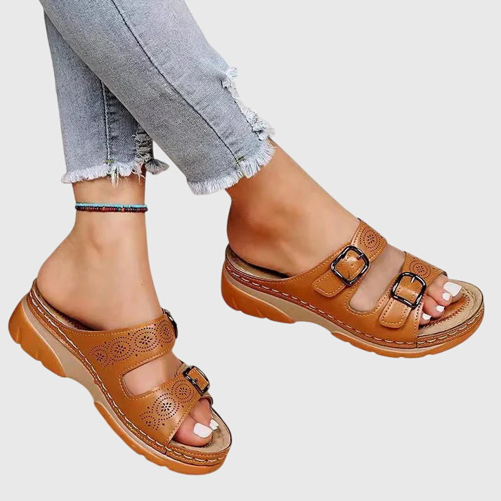 Kaia | Women’s Orthopedic Buckle Strap Leather Sandals