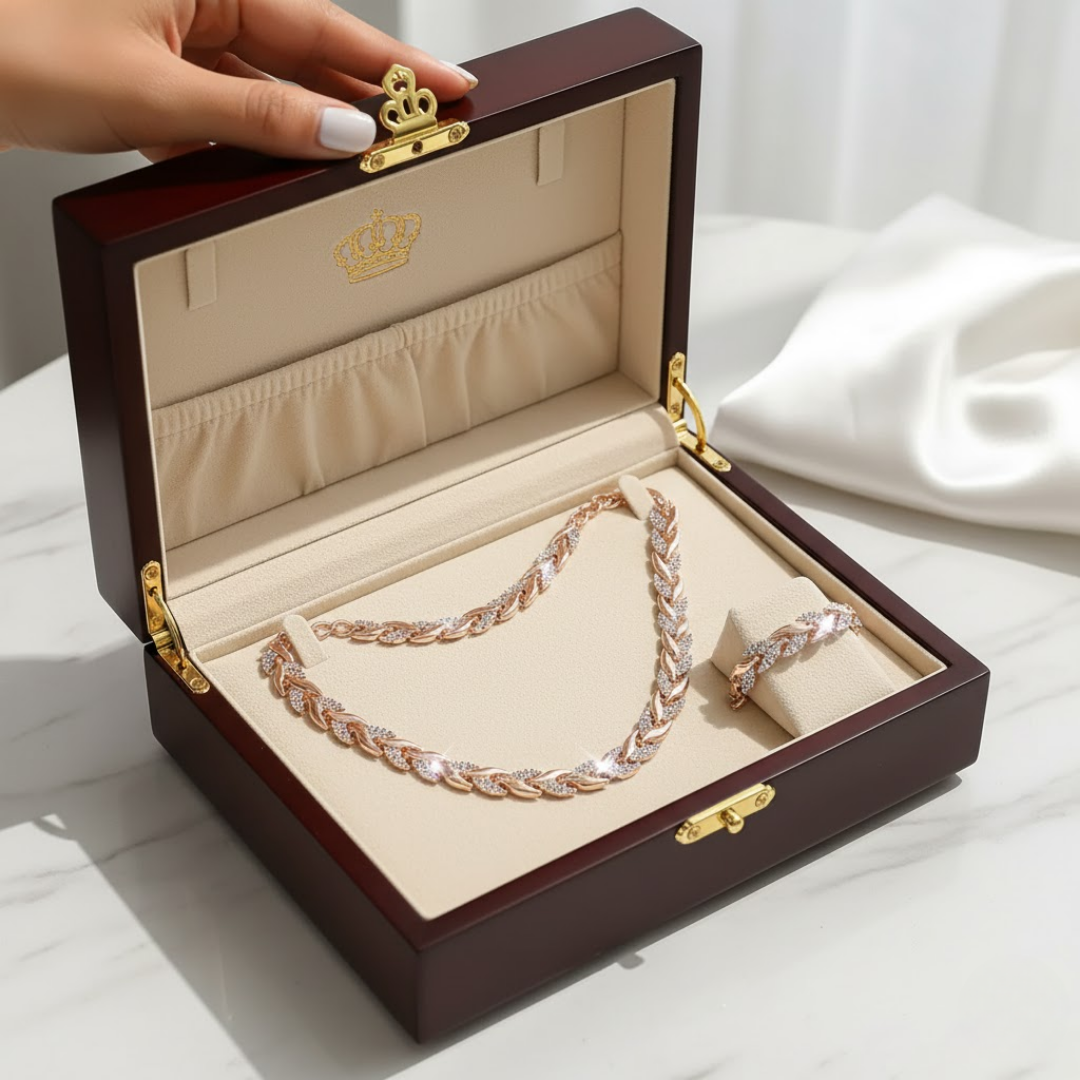 Aubrielle | Women’s Elegant Rhinestone Necklace Bracelet Set
