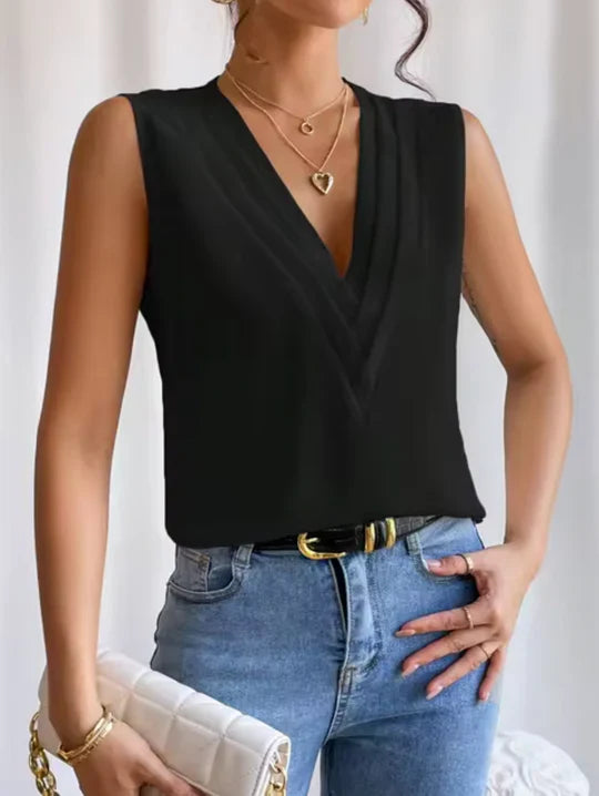 Celeste | Women’s Elegant Sleeveless V-Neck Top