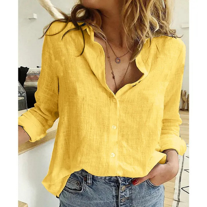 Mallory | Women’s Linen Blend Blouse with Relaxed Fit