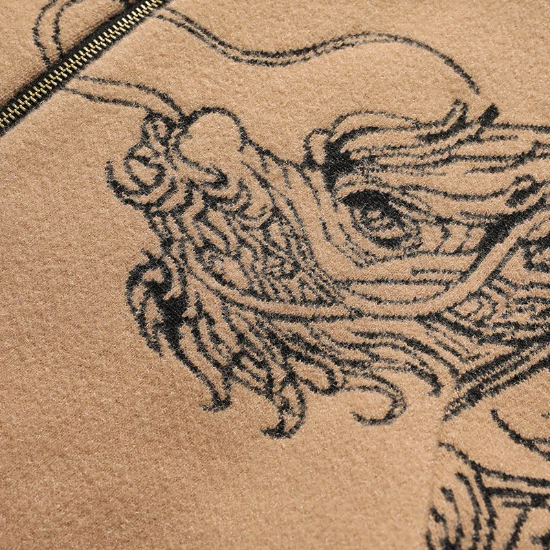 Dominic | Men’s Embroidered Wool Cardigan with Dragon Crest