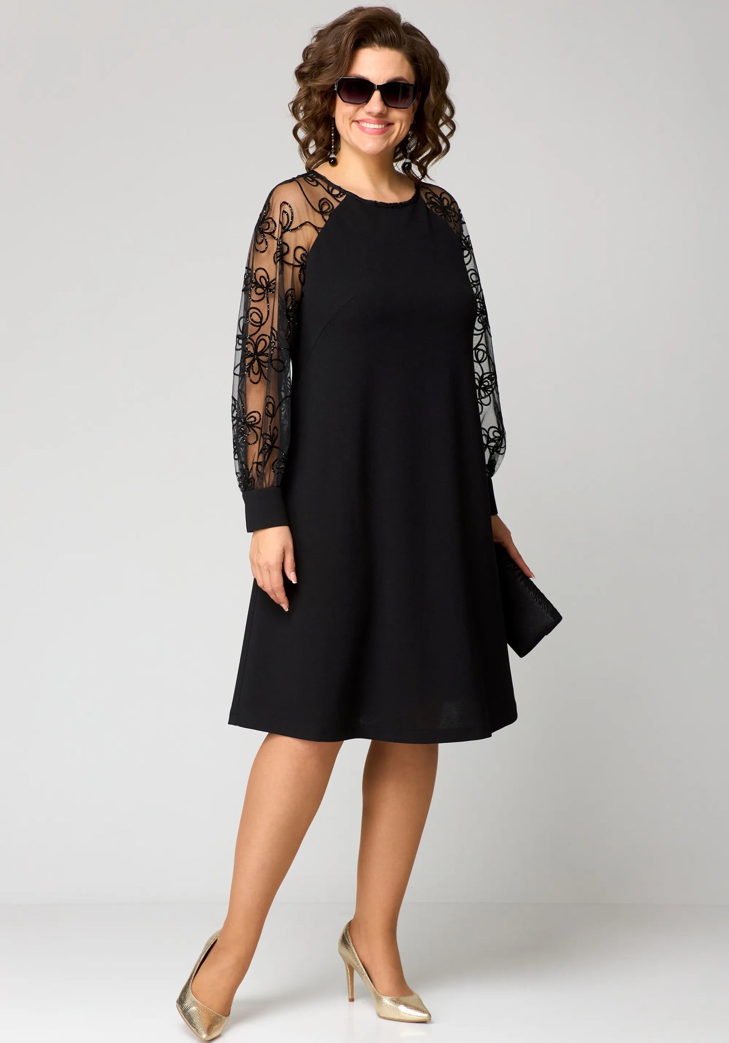 Delaney | Women’s Elegant Lace Sleeve Midi Dress
