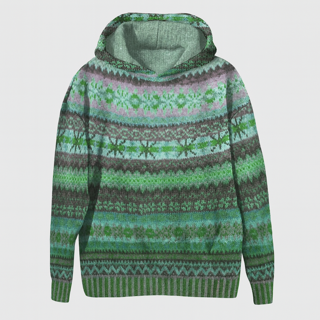 Claire | Women’s Patterned Knit Hooded Jumper