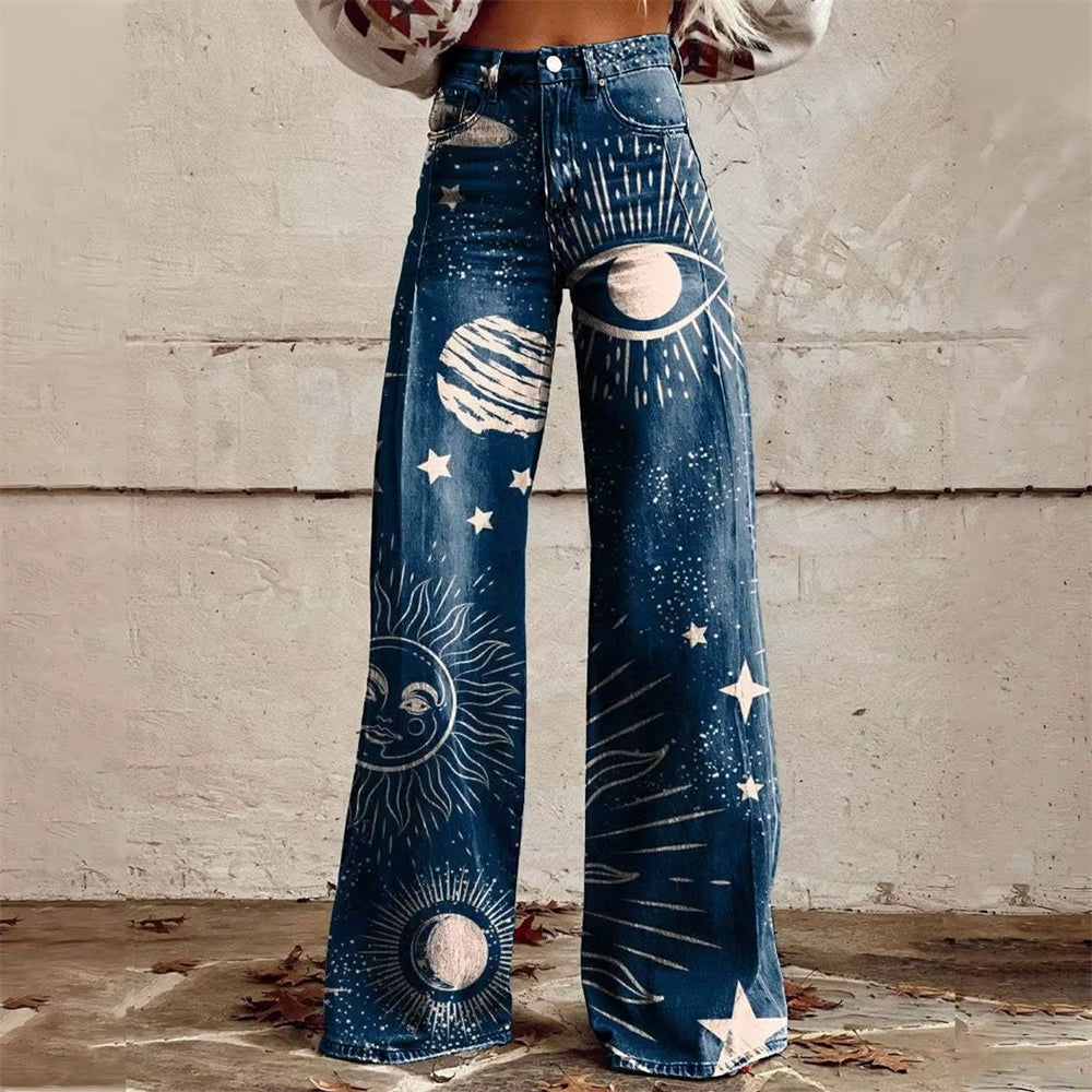 Bianca | Women’s Floral Wide-Leg Denim Jeans