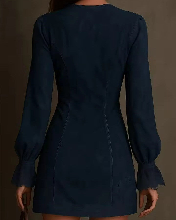 Vivienne | Women’s Suede Zipped Mini Dress with Lace Detail