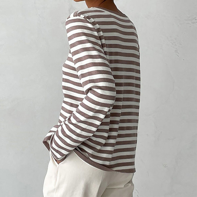 Nora | Women’s Striped Crew Neck Long-Sleeve Top