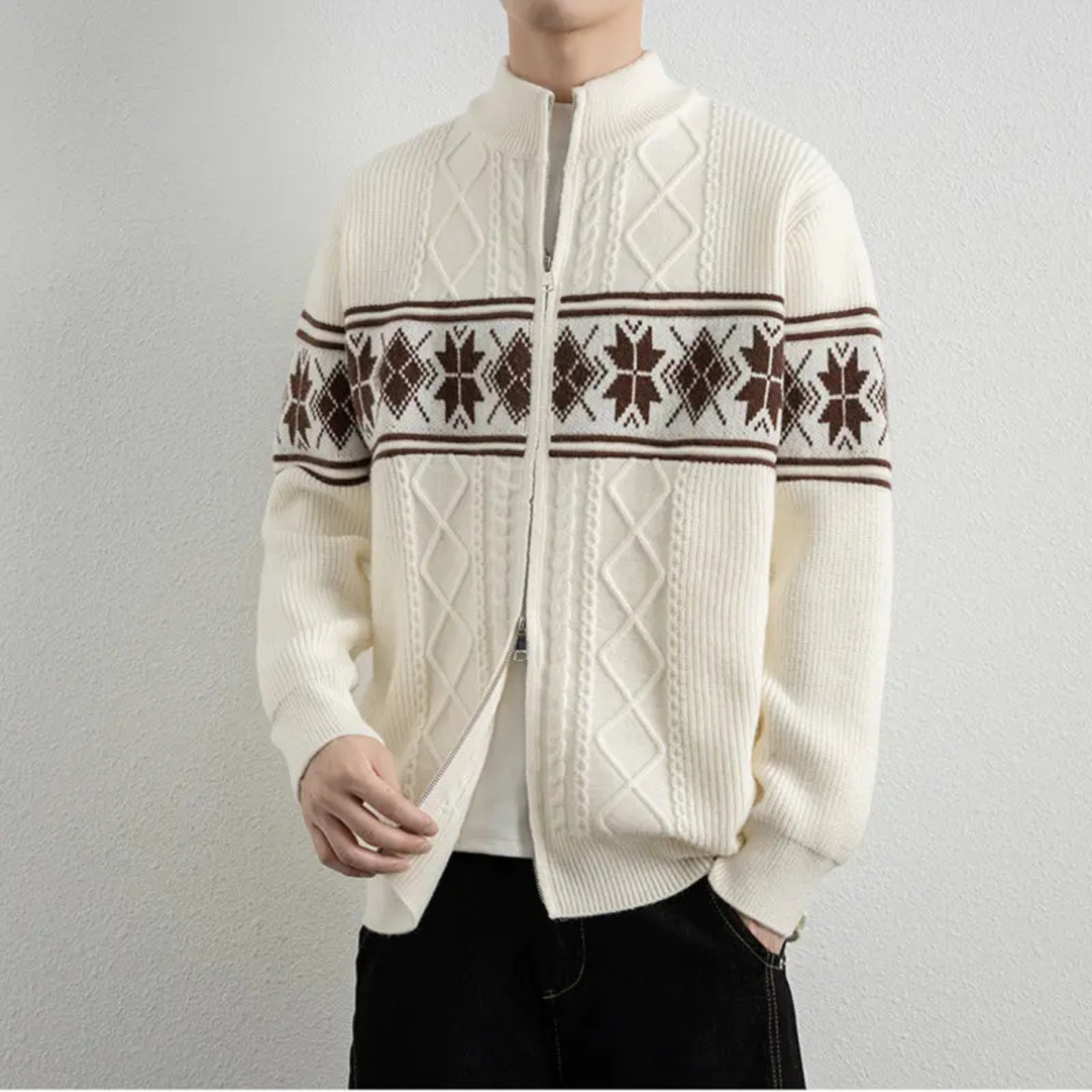 Anderson | Men’s Nordic Knit Zip-Up Winter Cardigan