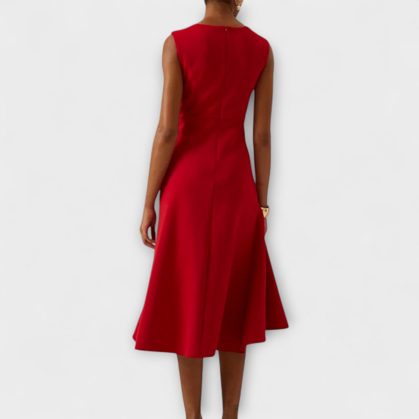 Kelly | Women’s Pleated Midi Dress with Draped Waist Detail