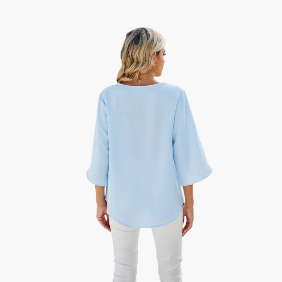 Arielle | Women’s V-Neck Split Sleeve Relaxed Blouse