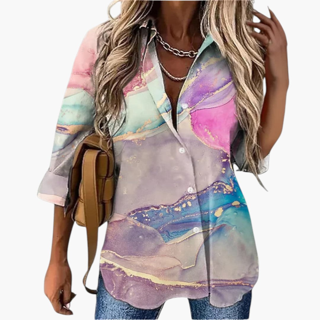 Tatum | Women’s Printed Pattern Three-Quarter Sleeve Blouse