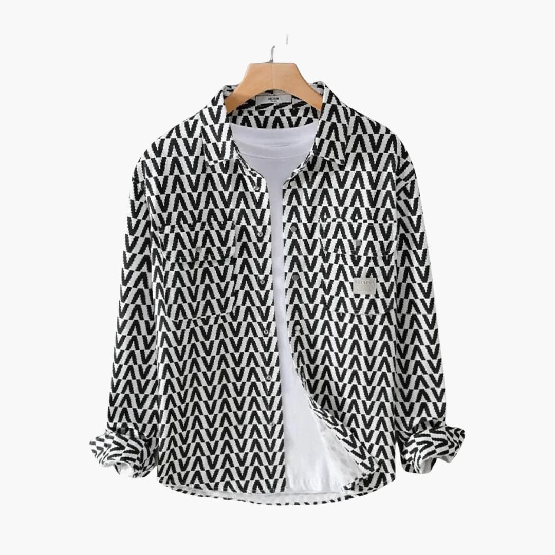 Micah | Men’s Long Sleeve Geometric Pattern Button-Up Shirt