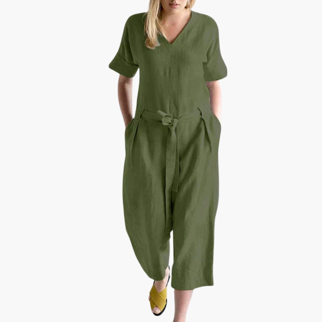 Rosalind | Women’s V-Neck Waist-Tie Relaxed Jumpsuit