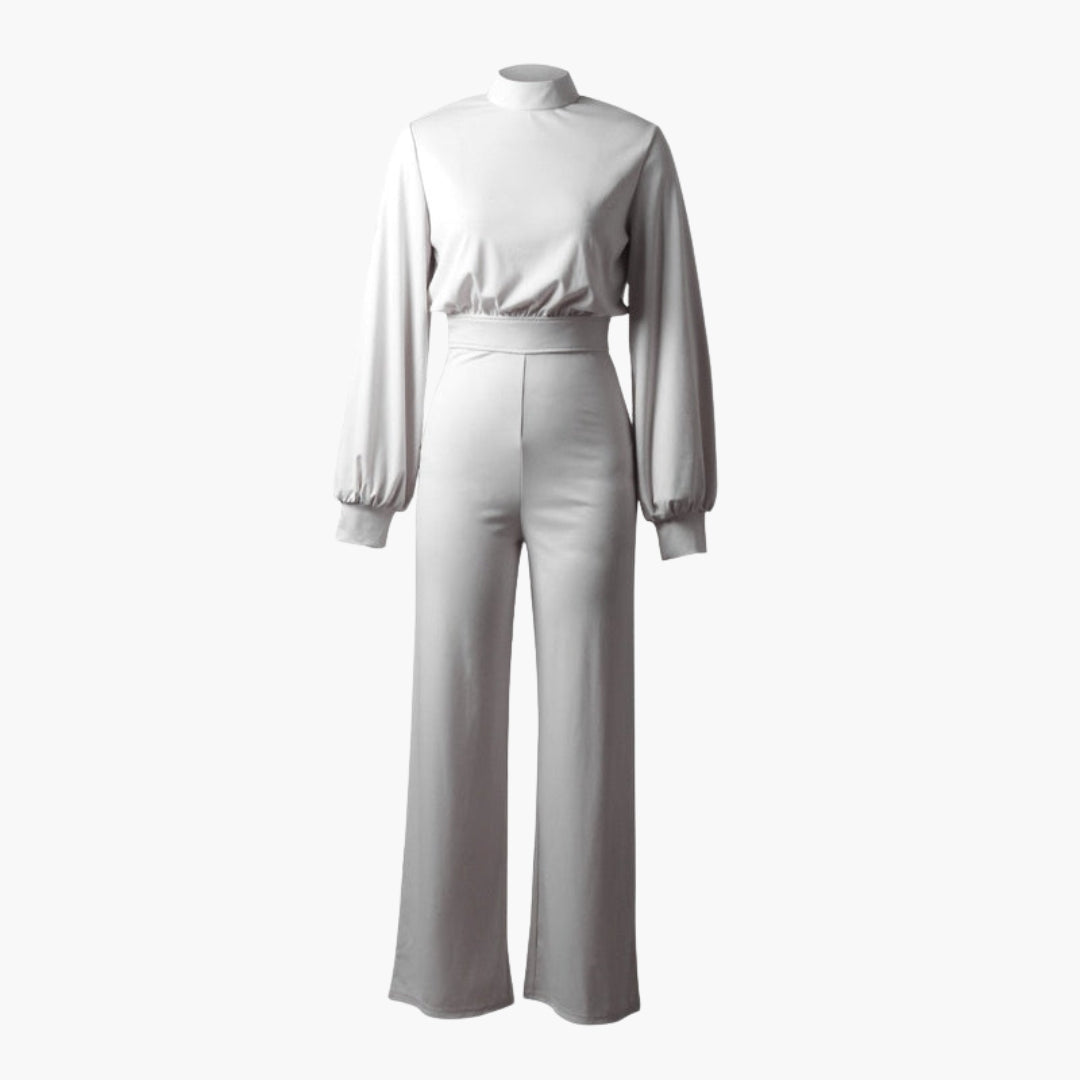 Winona | Women’s High Collar Long Sleeve Wide-Leg Jumpsuit