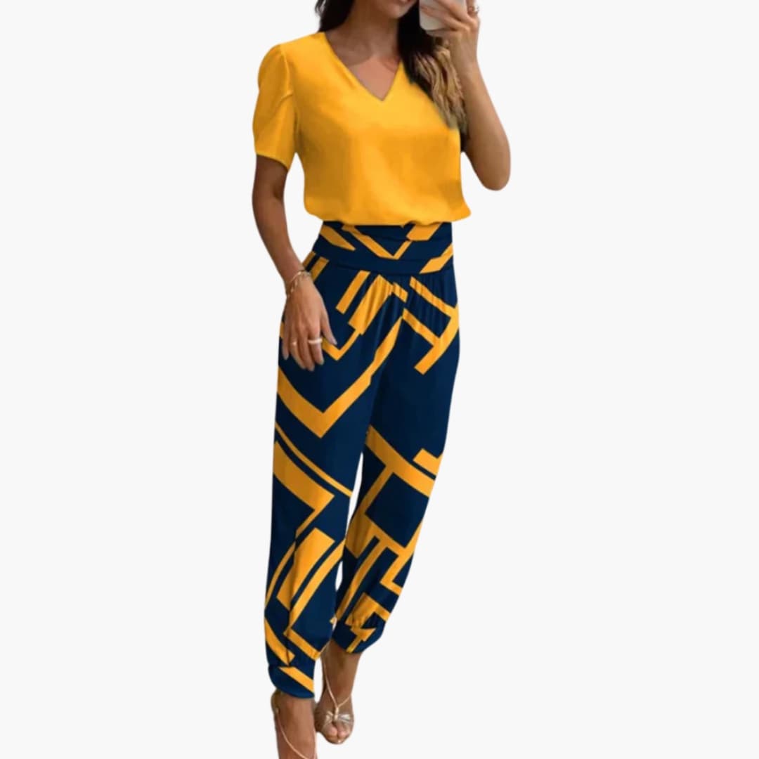 Catalina | Women’s V-Neck Marble Print Jumpsuit