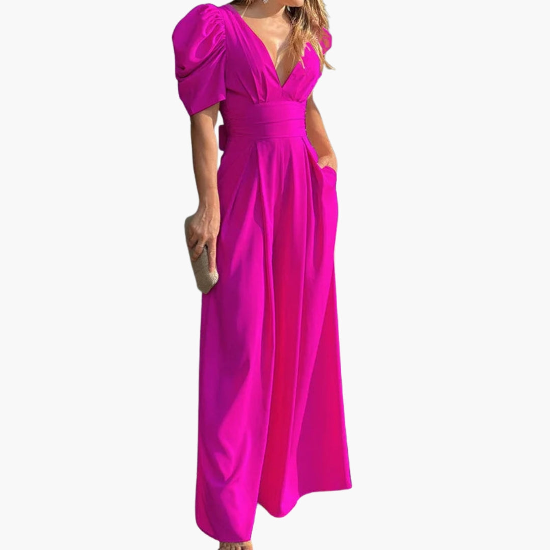 Elysia | Women’s Puff Sleeve Wide-Leg Jumpsuit