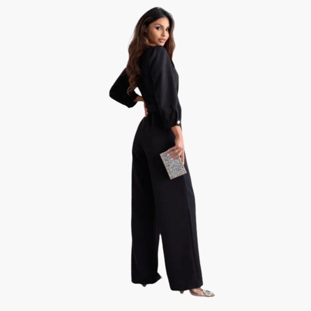 Sophronia | Women’s V-Neck Belted Wide-Leg Jumpsuit