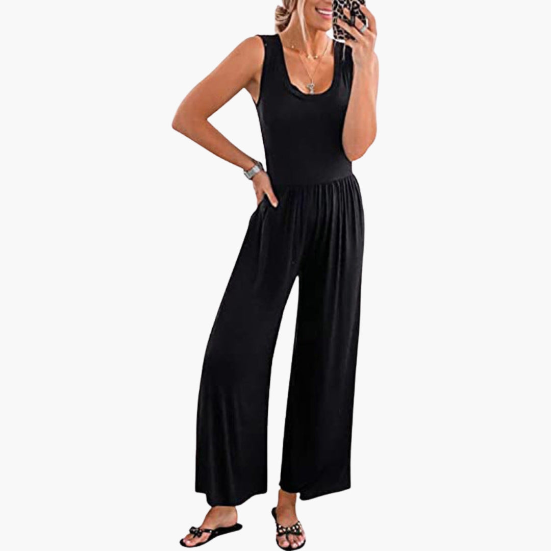 Violette | Women’s Round Neck Wide-Leg One-Piece Jumpsuit