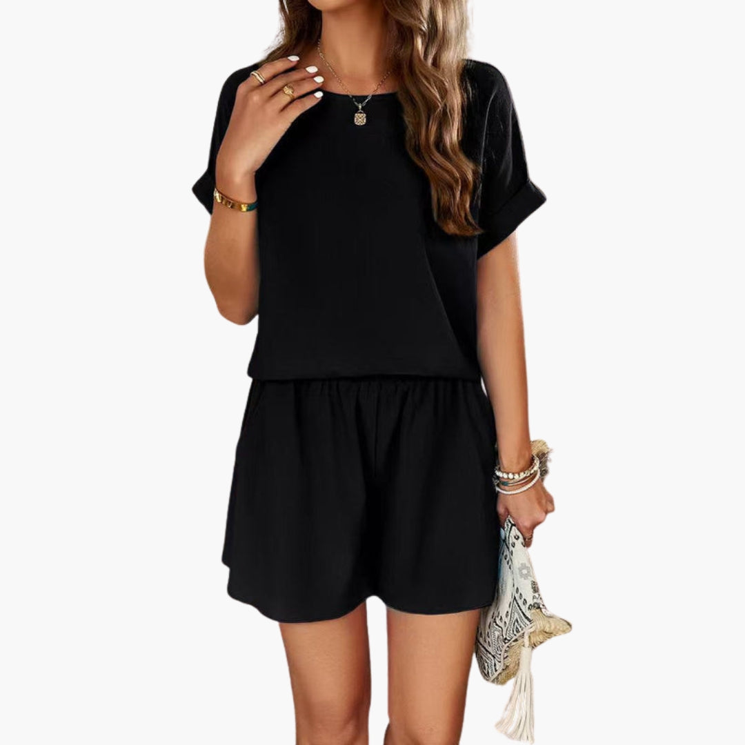 Elara | Women’s Short Sleeve Pocket Short Set