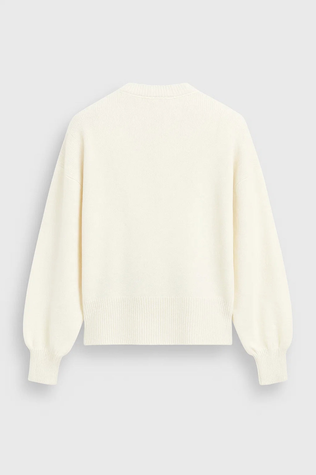 Rona | Women’s White Knit Sweater with Red Heart Embroidery