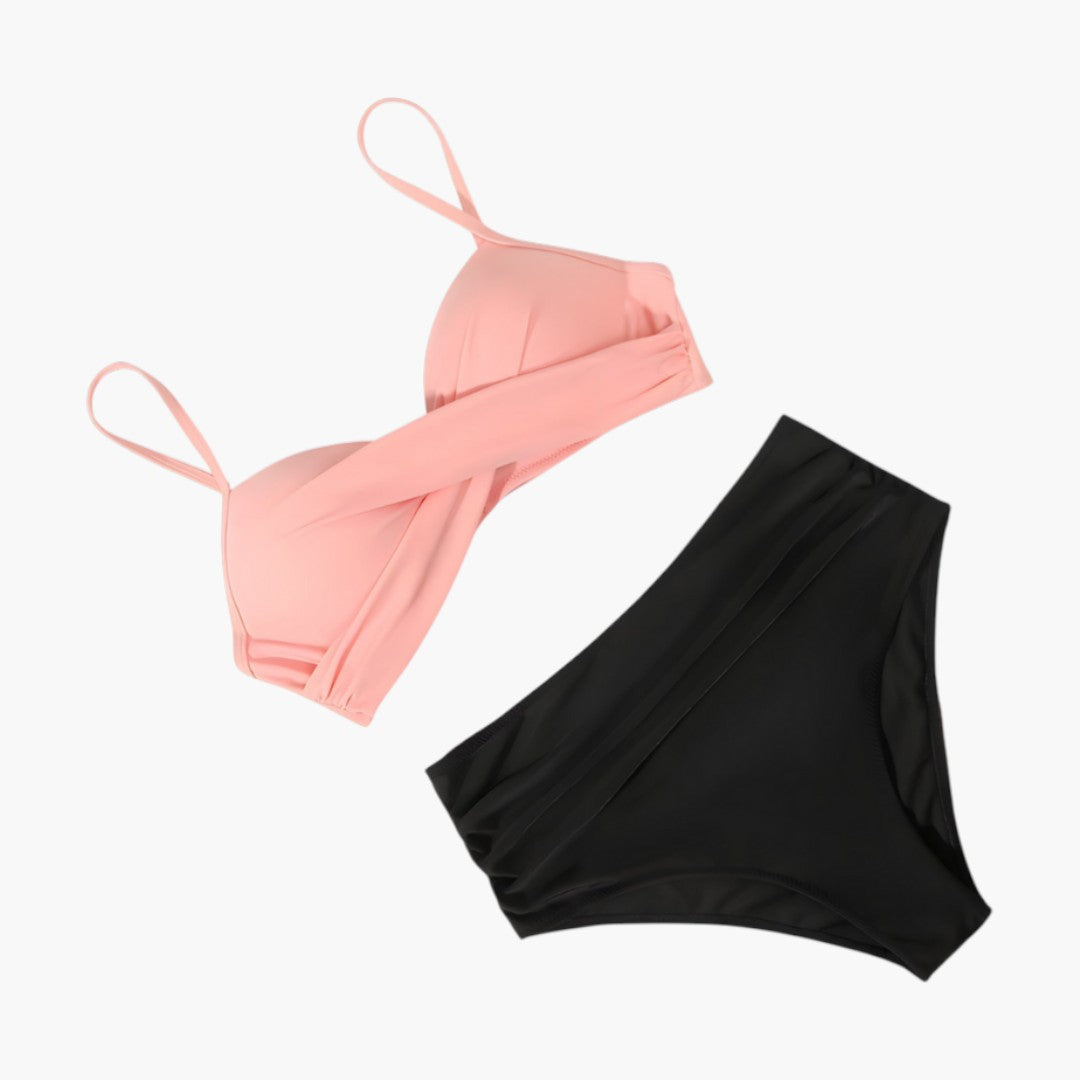 Talia | Women’s High-Waisted Two-Piece Bikini Set with Twist Front Top