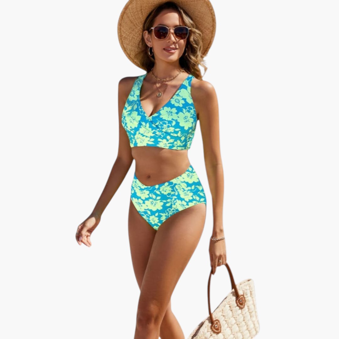 Serena | Women’s Crossed Top Two-Piece Bikini Set with Adjustable Bottom