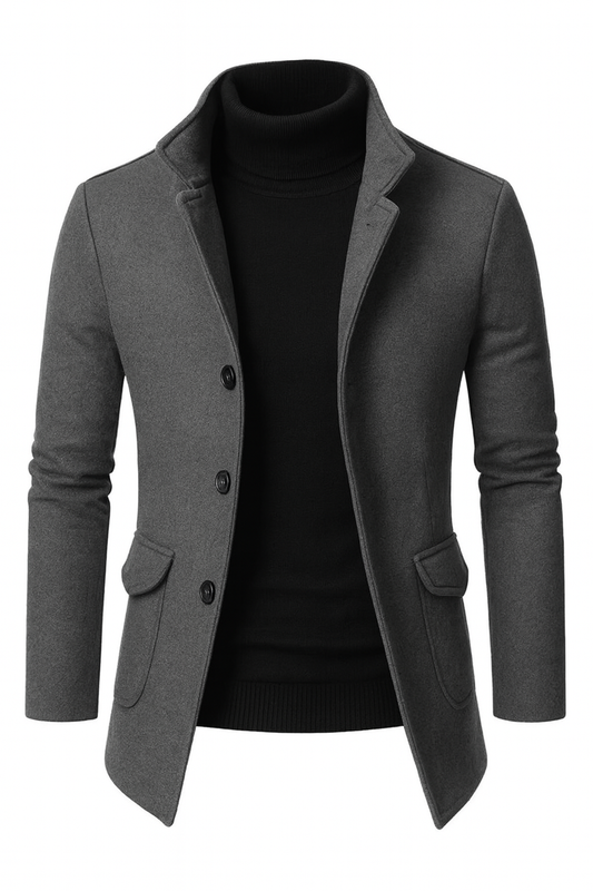 Eliot | Men’s Winter Overcoat with Structured Collar & Front Pockets