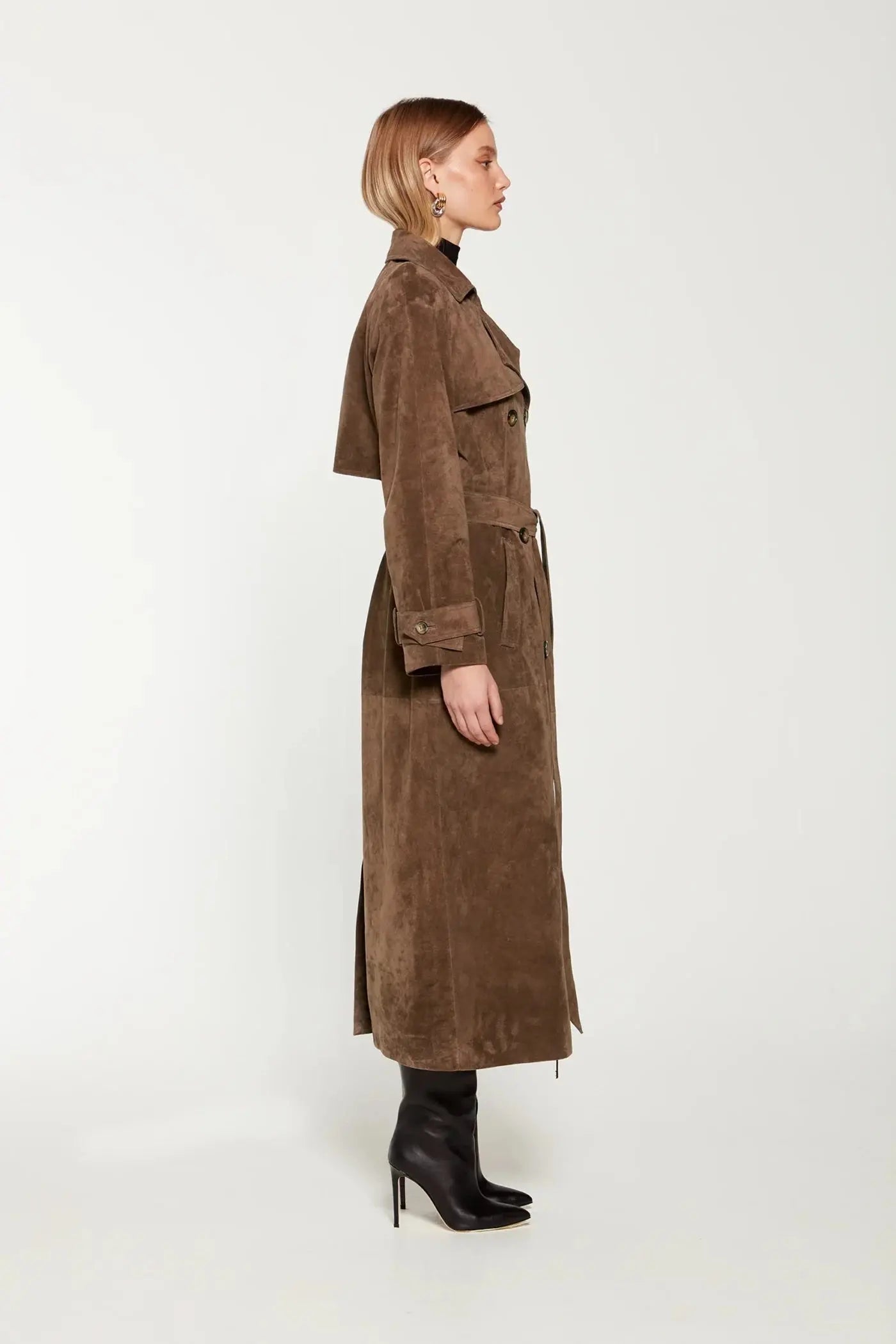 Clara | Women’s Long Belted Trench Coat with Lapel Collar