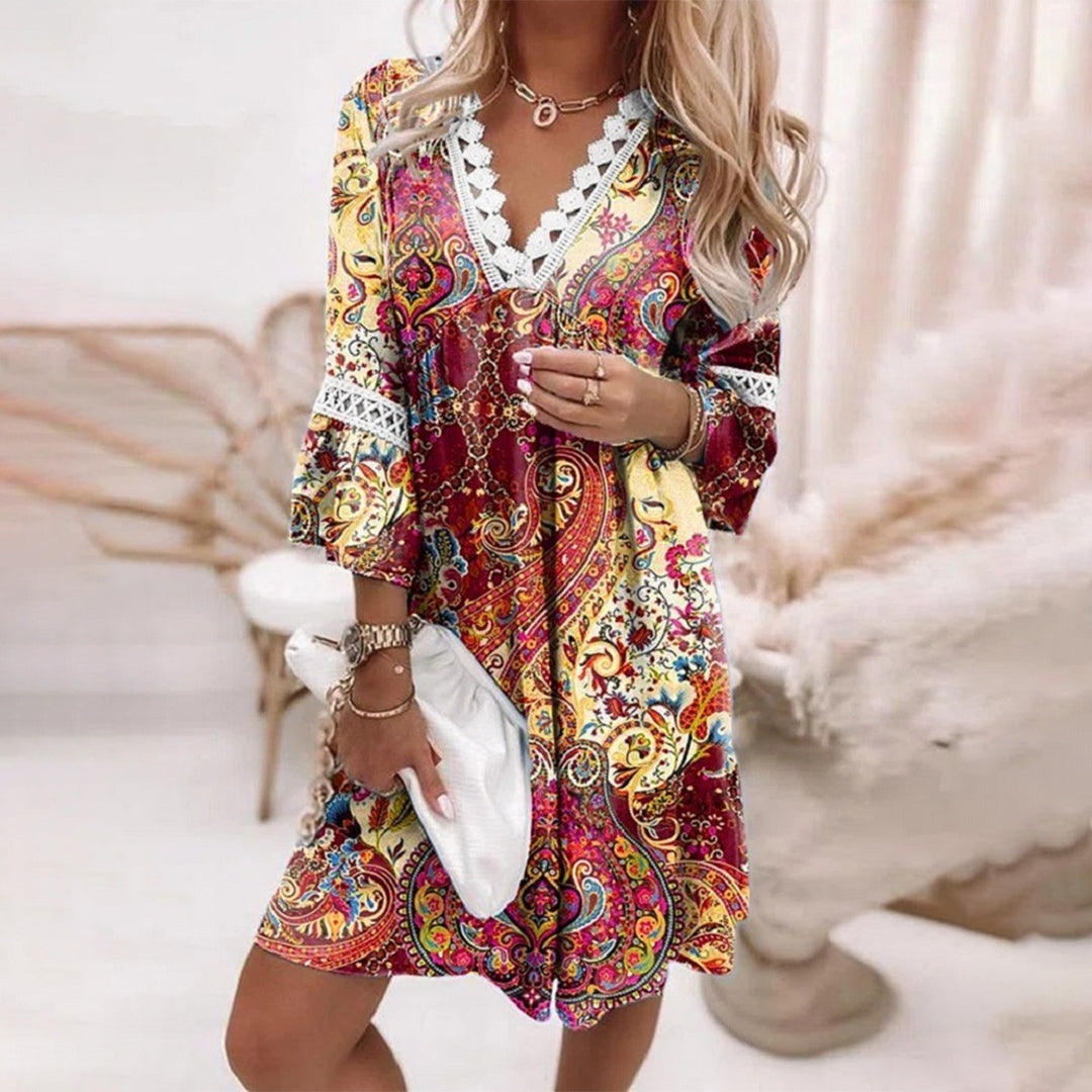 Harper | Women’s Bohemian V-Neck Midi Dress