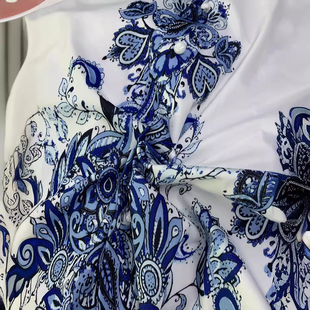Beaulah | Women’s Printed Long-Sleeve Spring Mini Dress