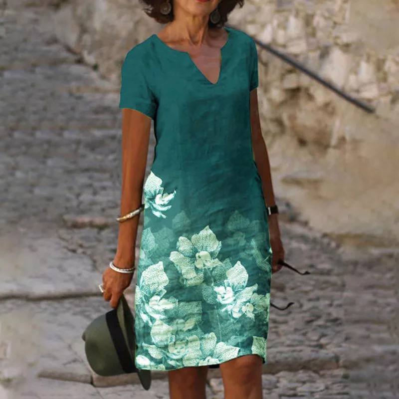 Ainsley | Women’s V-Neck Short-Sleeve Floral Spring Dress