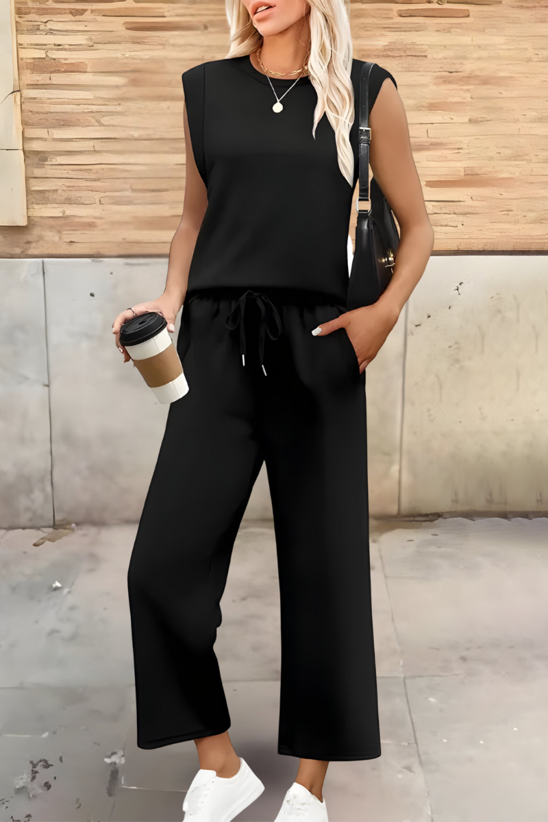 Hadley | Women’s Summer Relaxed Loungewear Top & Wide-Leg Pants Set