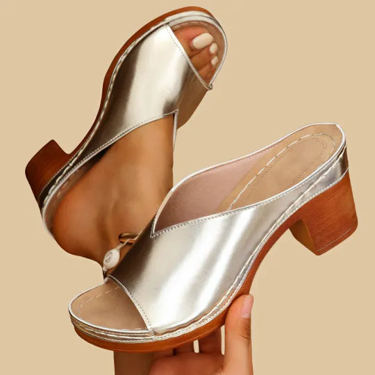 Joliet | Women’s Orthopedic Chunky Heel Slide Sandals