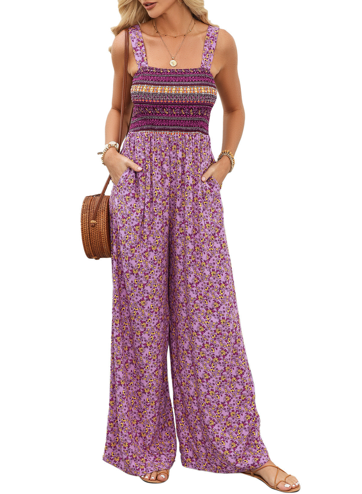 Lavinia | Women’s Elegant Spring Floral Wide-Leg Jumpsuit