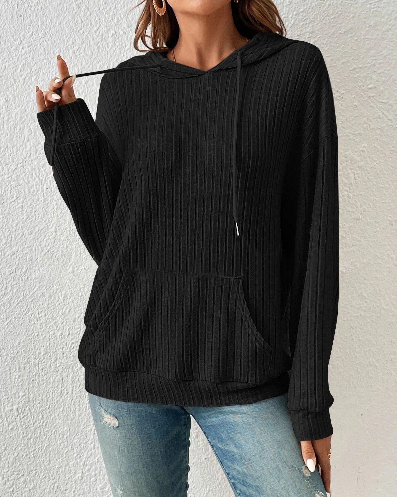 Selena | Women’s Cozy Ribbed Knit Hoodie with Relaxed Fit