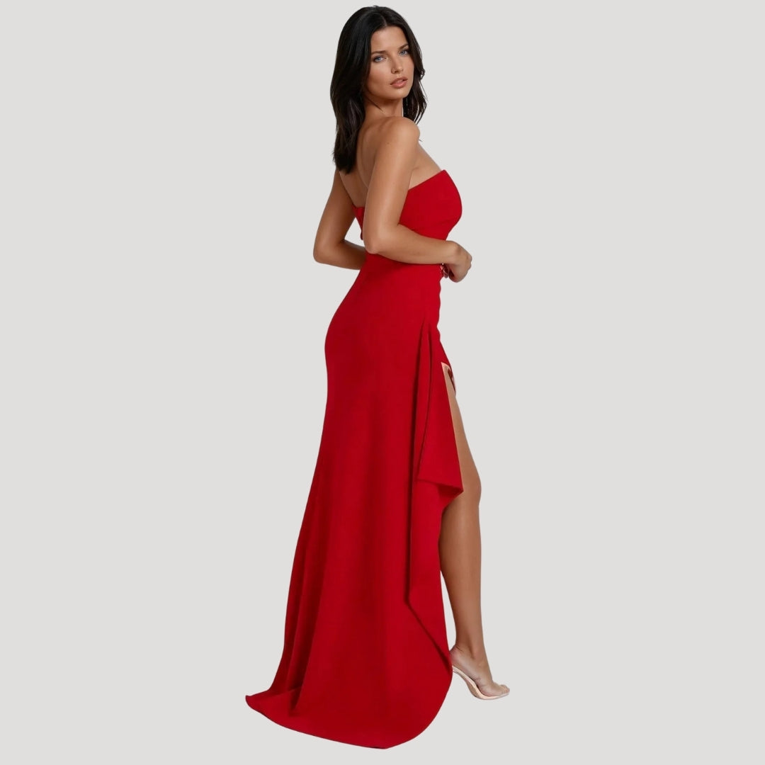 Viviana | Women’s Wedding Strapless High Slit Maxi Dress