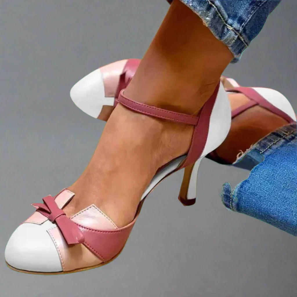 Tessa | Women’s Bow Strap Pumps with Mid Heel