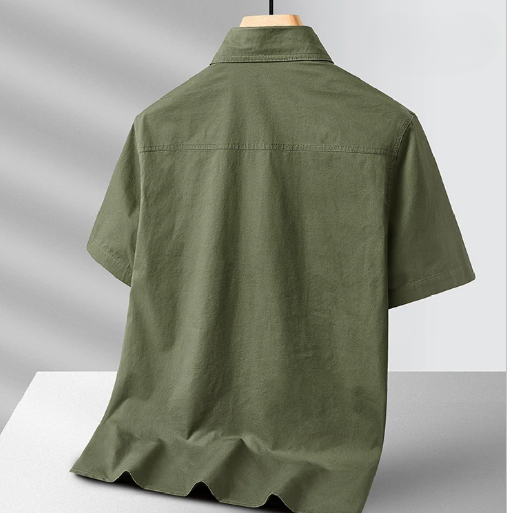 Theo | Men’s Spliced Corduroy Button-Up Top