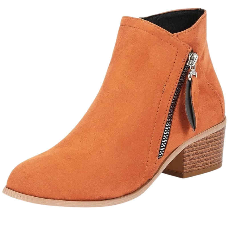 Kaia | Women’s Suede Ankle Boots with Side Zip and Block Heel