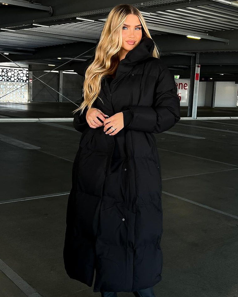 Mykka | Women’s Long Quilted Puffer Jacket with Adjustable Belt