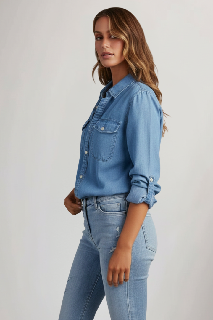 Brenda | Women’s Classic Button Front Denim Shirt