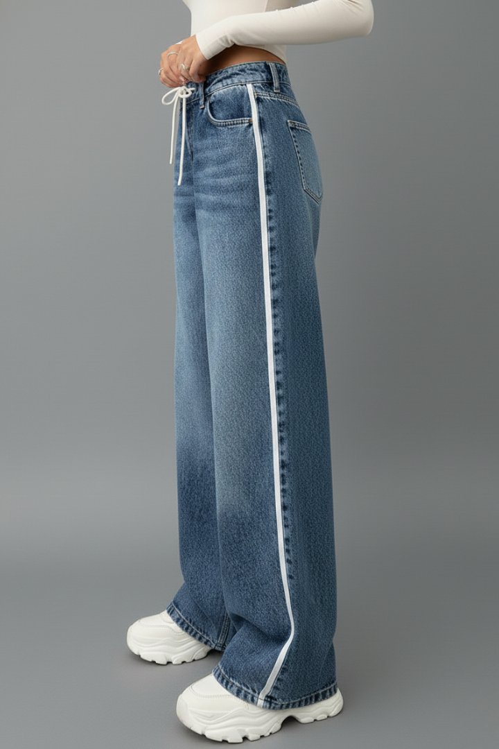 Lennox | Women’s Relaxed Wide-Leg Denim Jeans with Drawstring Detail