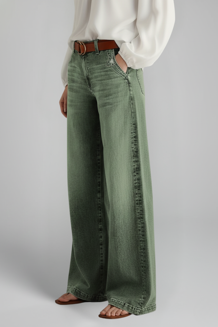 Delphine | Women’s Casual Wide-Leg High-Rise Denim Jeans