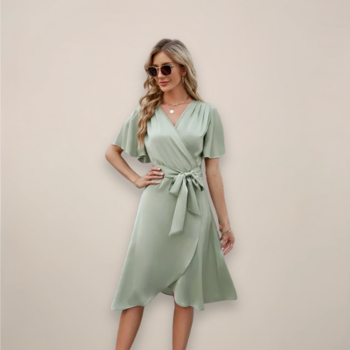 Aubree | Women’s Tie-Front Wrap Midi Dress