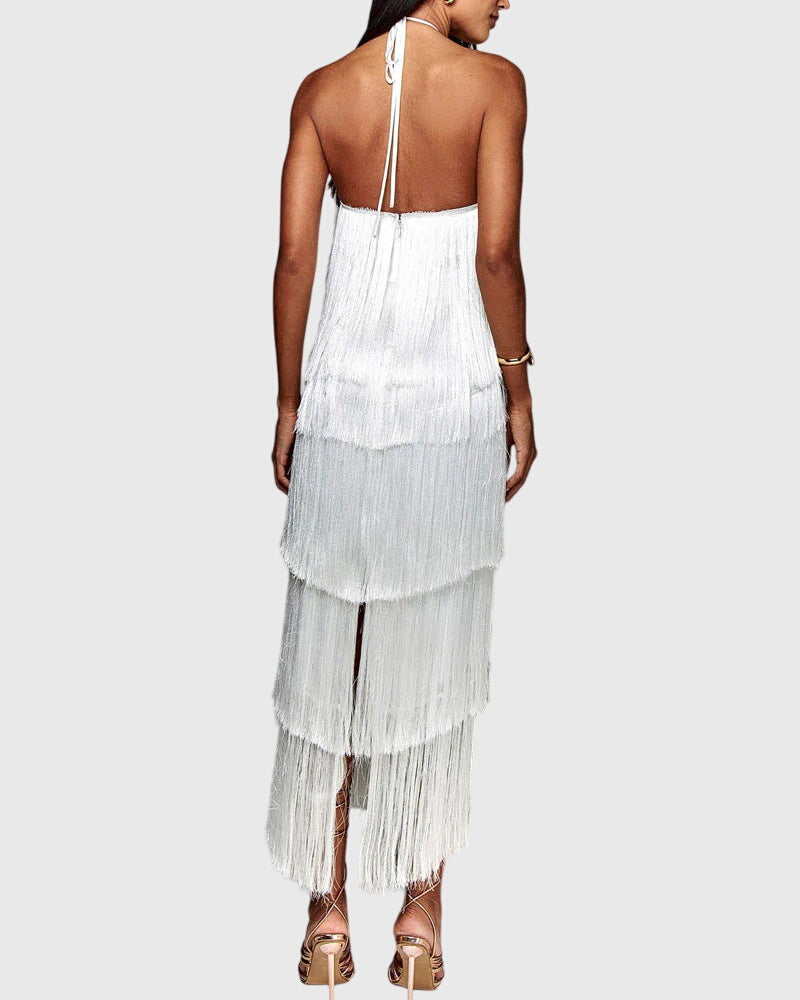 Christelle | Women’s Halter Fringe Tassel Party Dress