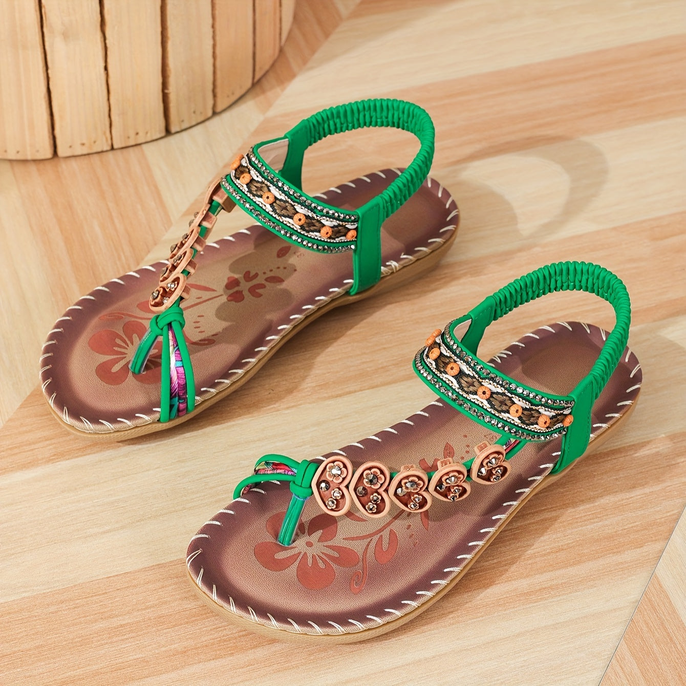 Delilah | Women’s Floral Strap Flat Summer Sandals