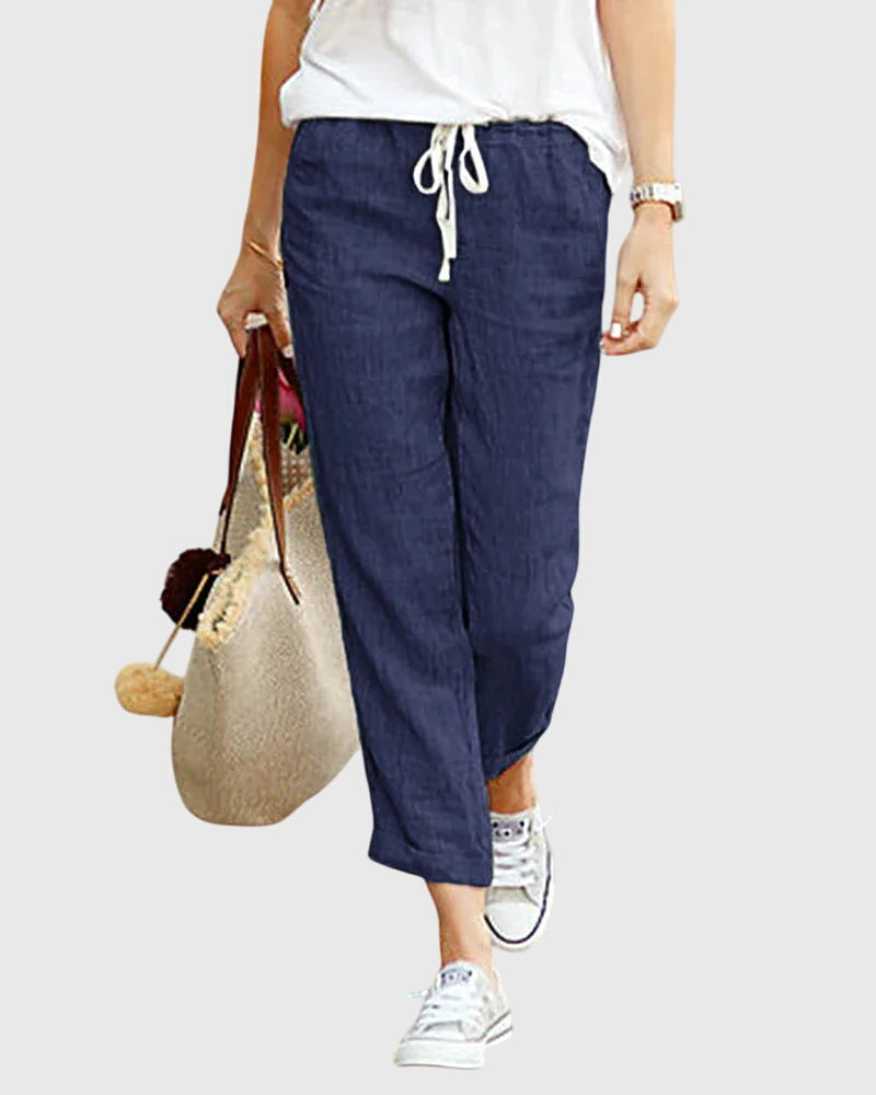 Merrin | Women’s Drawstring Cropped Linen Pants