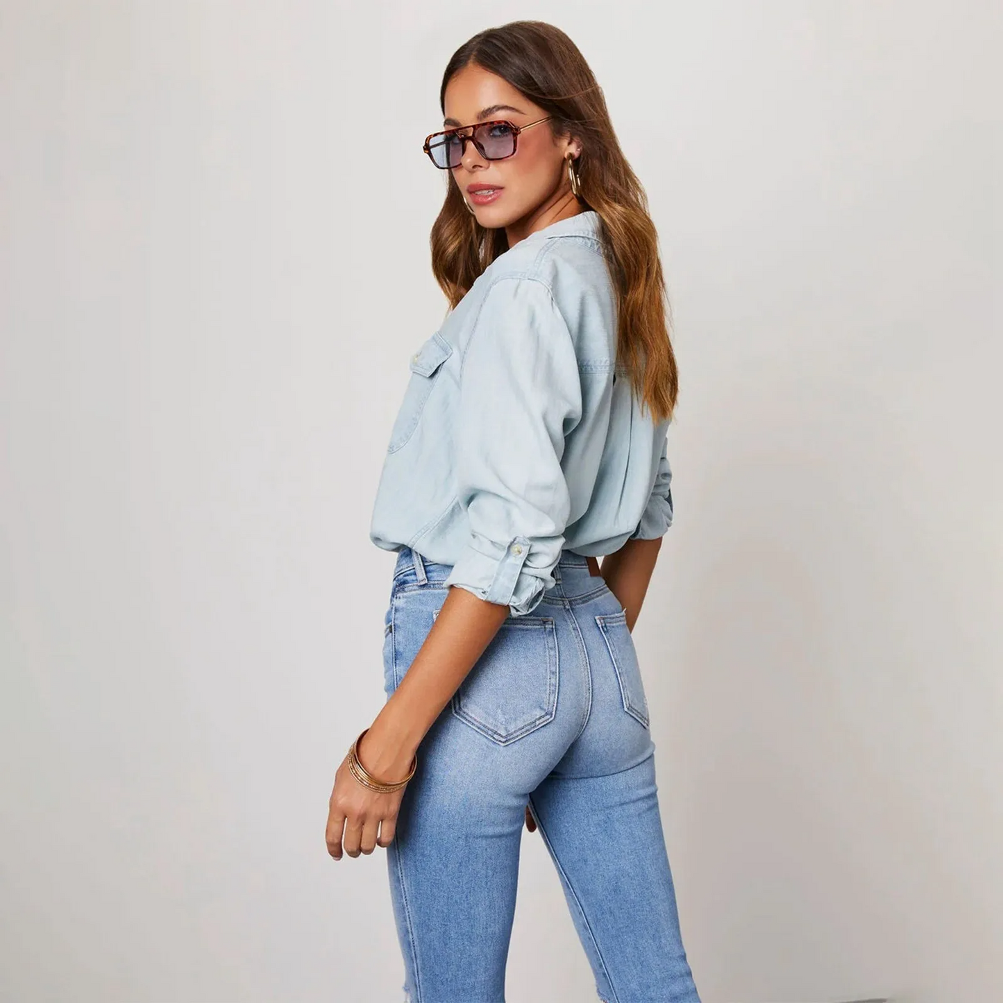 Quinn | Women’s Denim Button-Up Shirt with Relaxed Fit